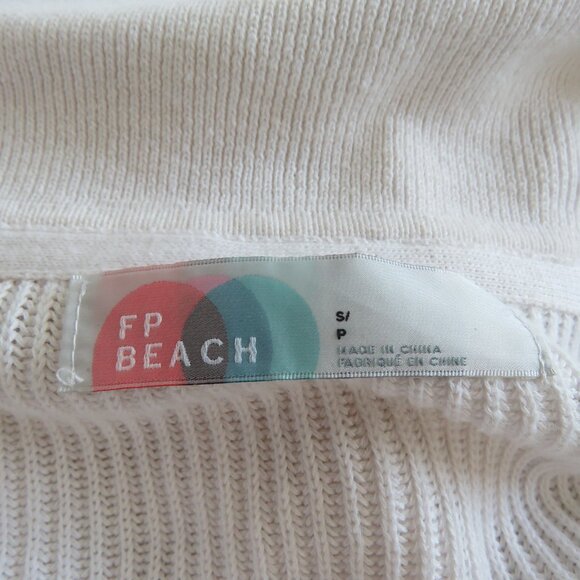 FREE PEOPLE BEACH Picnic Sweater Mini Dress Ribbed White Comfy Boho Coastal Sz M - Picture 14 of 15